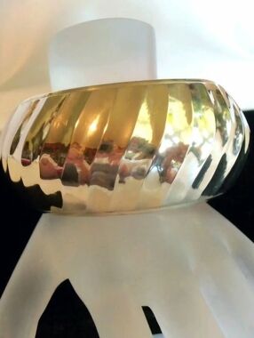 VTG 70s Goldtone Wavy Brass Bangle Bracelet Cuff